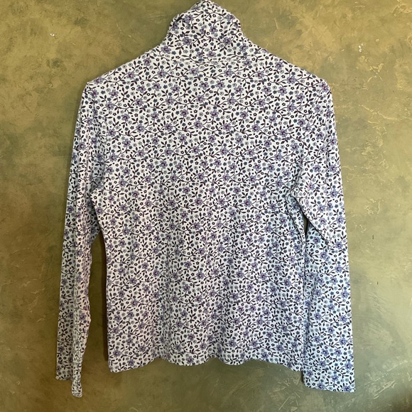 L.L. Bean Ditsy Floral Cotton Rib Turtleneck - Picture 5 of 5